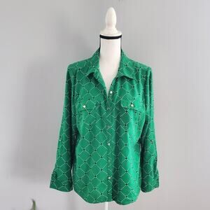 Notations 3/4 Length Sleeve Button Up Top PXL